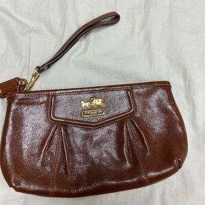Brown Leather Coach Wristlet